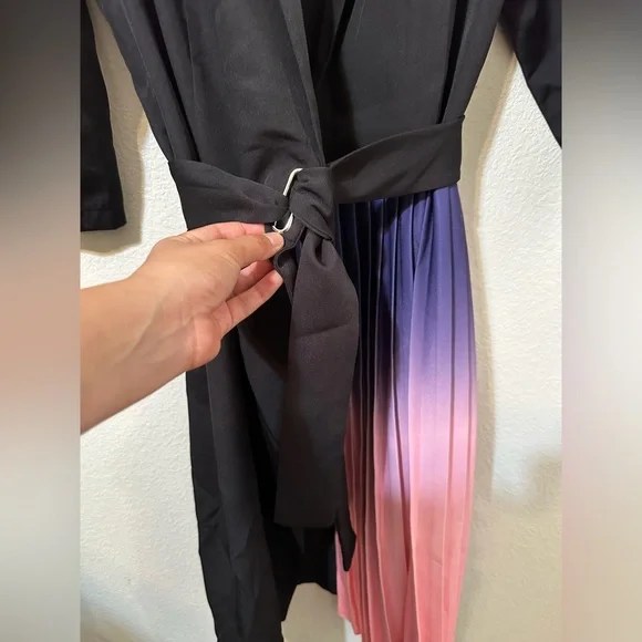 CHICME Blazer Ombré Pleated Wrap Knee Length Dress NWOT - Picture 9 of 15